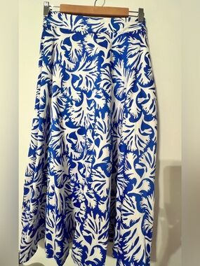 Ann Taylor Factory Blue and White Midi Skirt NWT SZ 14 A0068